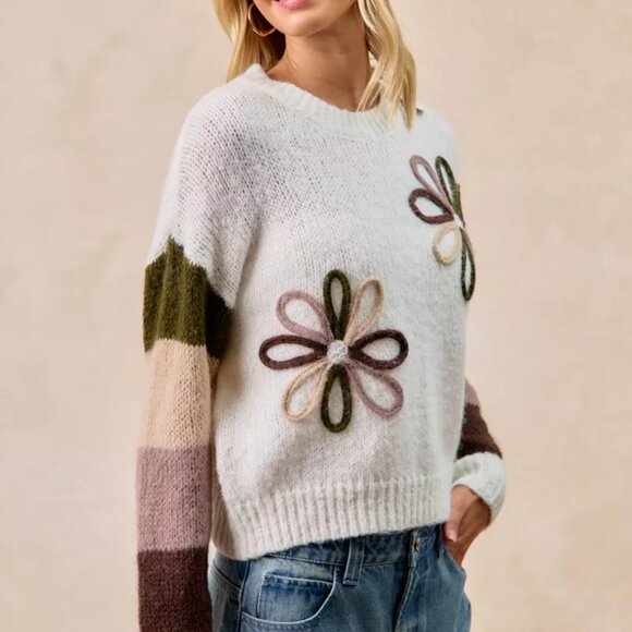 BiBi Flower Color Block Sweater - Picture 9 of 11